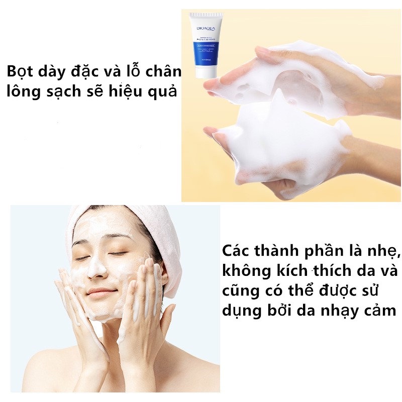Sữa rửa mặt cấp nước BIOAQUA Dưỡng ẩm nhẹ nhàng, Làm sạch da mặt và Mụn đầu đen 60 G