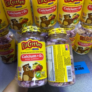 Kẹo dẻo Vitamin L’il Critters cho bé, bổ sung Calcium + Vitamin D3 ( cứng xương , chắc răng , giúp bé cao lớn mổi ngày.