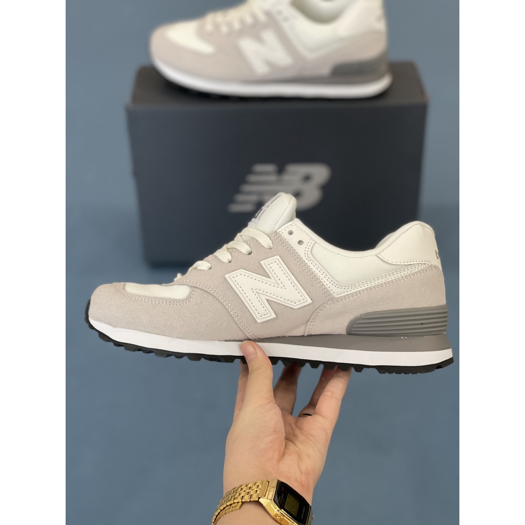 Giày Sneaker NB 574 Xám Be Fullbox, Giày thể thao nb 574 xám cổ thấp dày dặn, chắc tay, cực kì êm chân