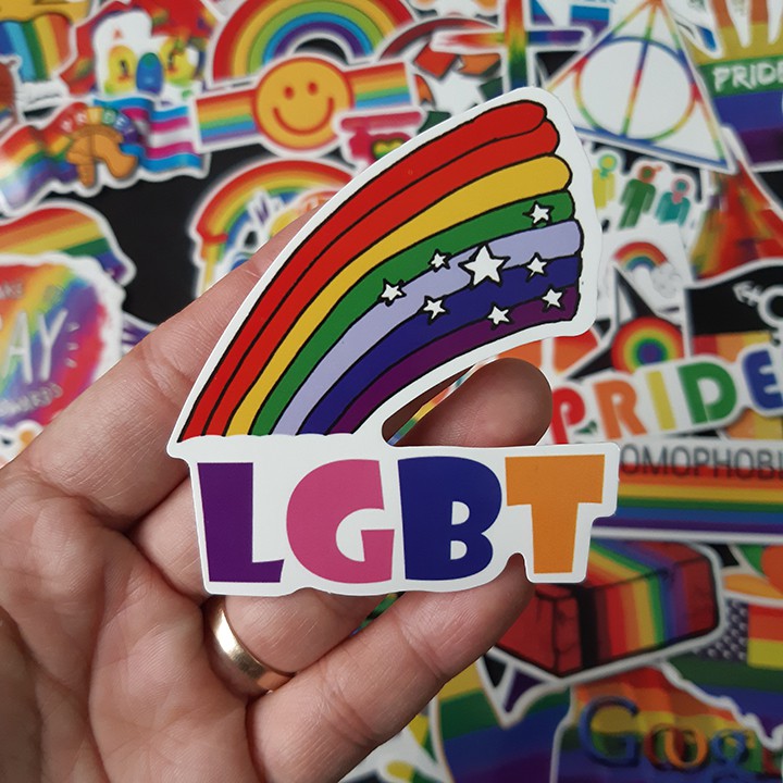 Bộ Sticker dán cao cấp chủ đề CẦU VỒNG LGBT - Dùng dán Xe, dán mũ bảo hiểm, dán Laptop...