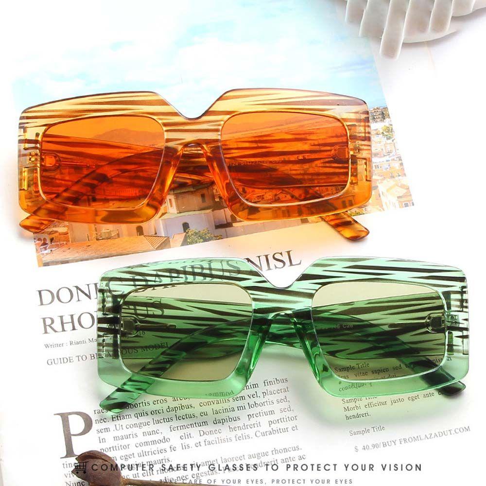 Kính Mát Hình Chữ Nhật In Họa Tiết Da Báo Màu Xanh Lá / Đen Sang Trọng Thời Thượng Dành Cho Bạn Nữ