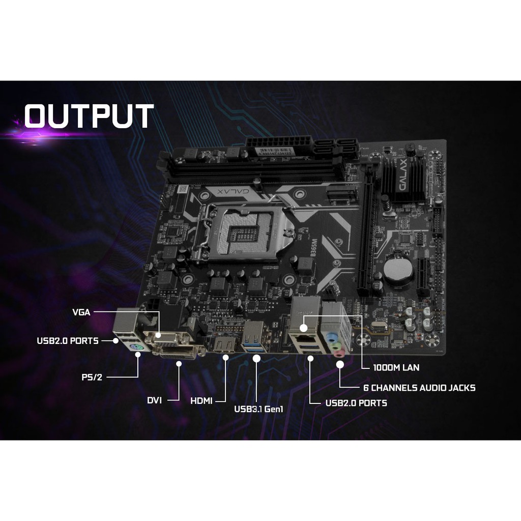 Bo mạch chủ GALAX B365M new, bảo hành chính hãng 36th (Intel B365, Socket 1151, m-ATX, 2 khe RAM DDR4) | BigBuy360 - bigbuy360.vn