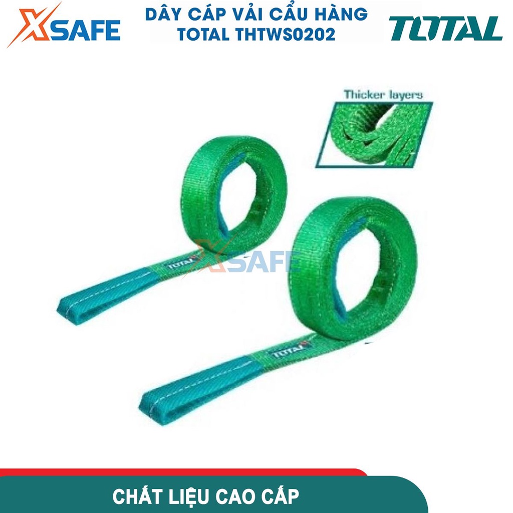 Dây cáp vải cẩu hàng TOTAL khả năng tải 2 tấn, 2 kích thước tự chọn 2-3m, chiều rộng 60mm, dây chắc chắn, chỉ số an toàn