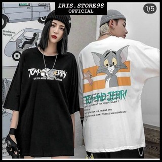 Áo thun Streetwear ✅ Form Rộng Nam Nữ Unisex Phông Tay Lỡ Oversize Chất đẹp - Áo Tom & Jerry | Trắng & Đen