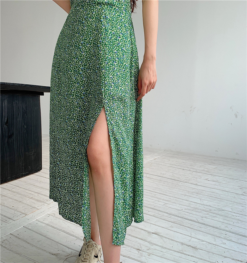 Đầm Maxi không tay xẻ tà họa tiết hoa độc đáo thời trang mùa hè cho nữ