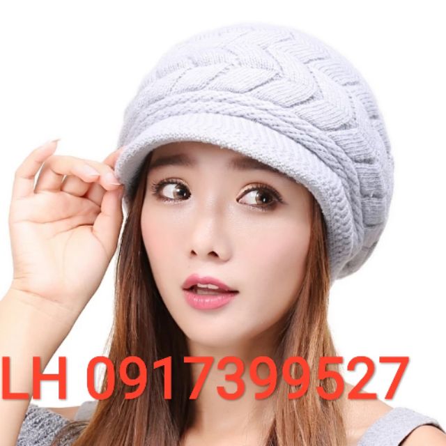Nón mũ len nữ dệt kim thời trang Hàn Quốc