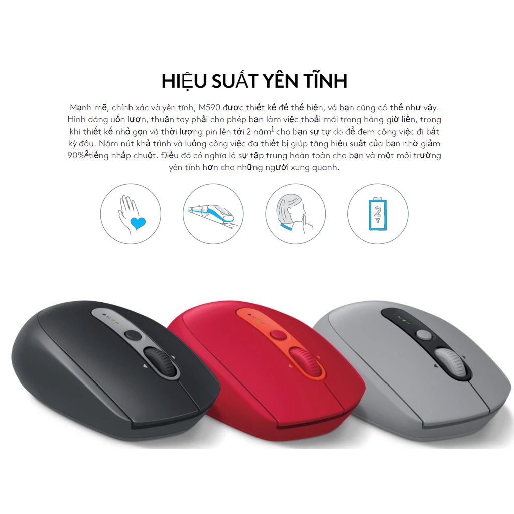 Chuột Không Dây LOGITECH M590 - Nhiều Màu | Bảo Hành 12 Tháng | Hàng Chính Hãng