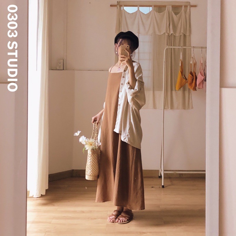 Áo sơ mi linen form rộng ray dài - phiên bản truyền thống - Mộc Lan- 0303 studio ✿