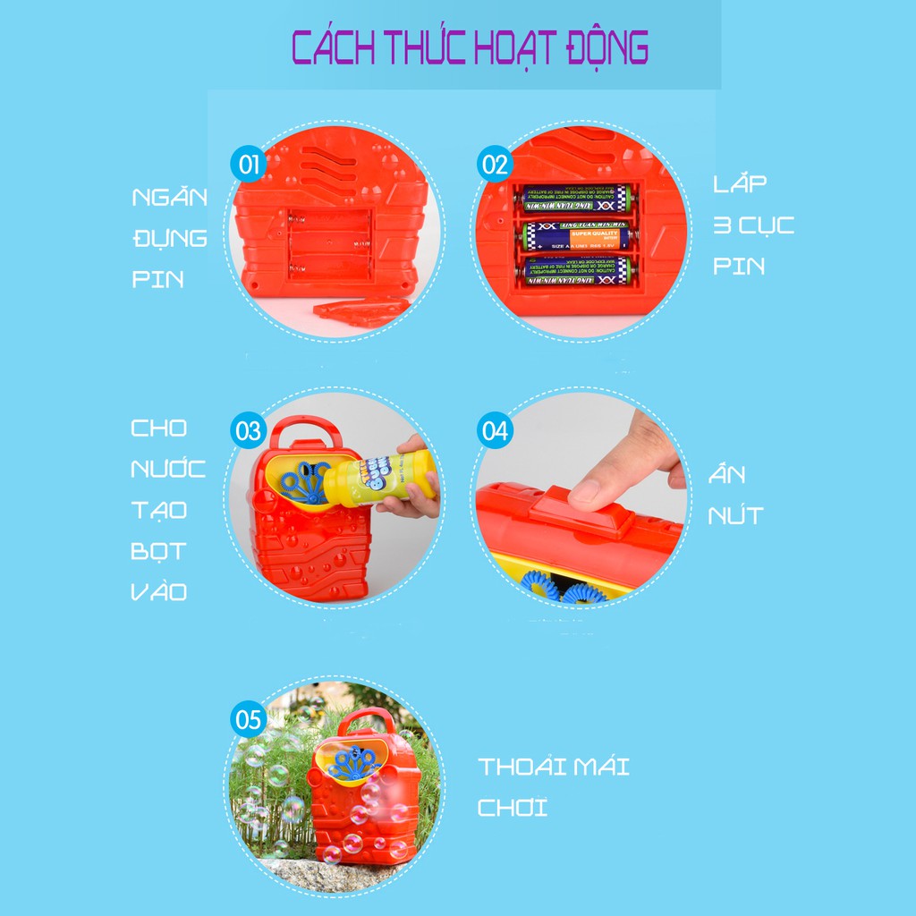 Bình phun bong bóng xà phòng tự động cầm tay ,món quà dành cho bé