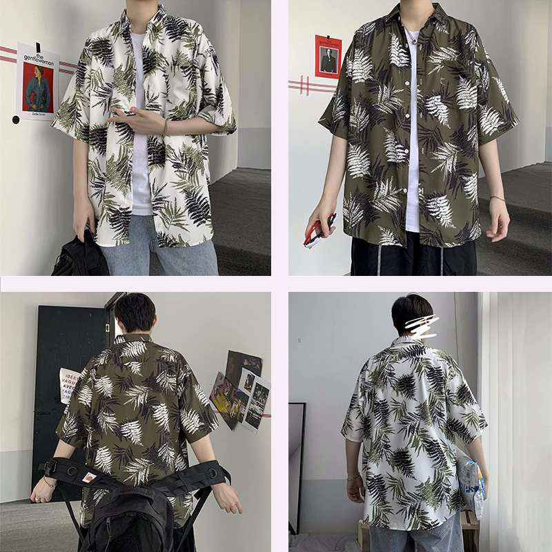 mẫu mới Hàn Quốc mốt cho Nam giới áo sơ mi in hoa，Nam và nữ đều có sẵn, (vớ miễn phí)