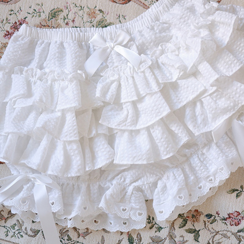 XIXI Quần lót phối ren nhiều lớp họa tiết caro phong cách Lolita cho nữ