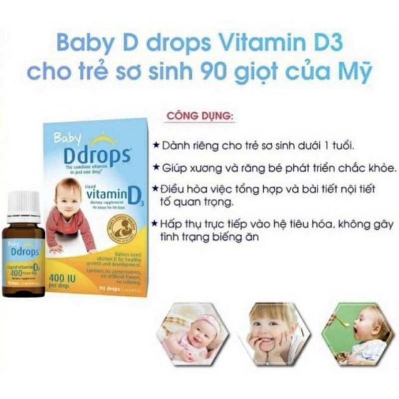 [CHÍNH HÃNG]Vitamin D3 Drops 400IU 90 giọt Mỹ