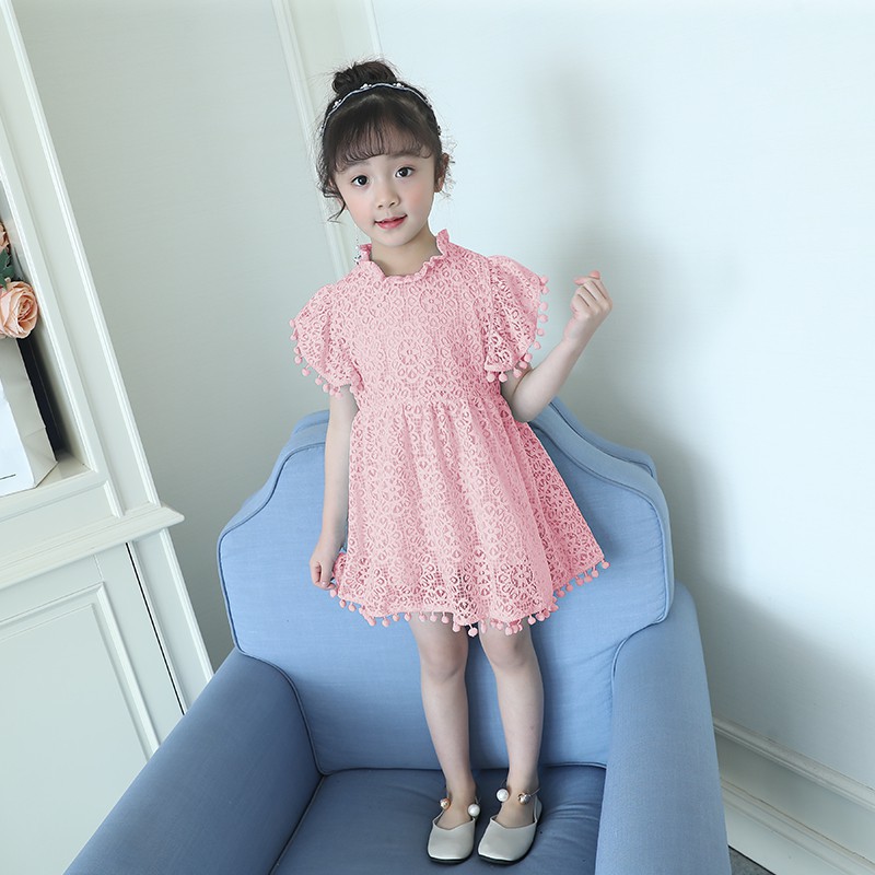 Đầm phối ren cho bé gái