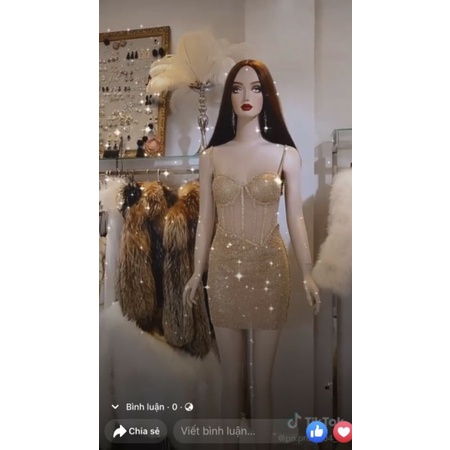 Đầm thiết kế đính kim sa đá cao cấp