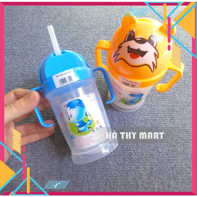 Bình uống nước, uống sữa hình gấu có ống hút cho bé [CÓ VẠCH CHIA ML]