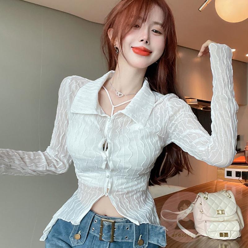 Áo Thun Tay Dài Dáng Ôm Màu Sắc Cá Tính Cho Nữ