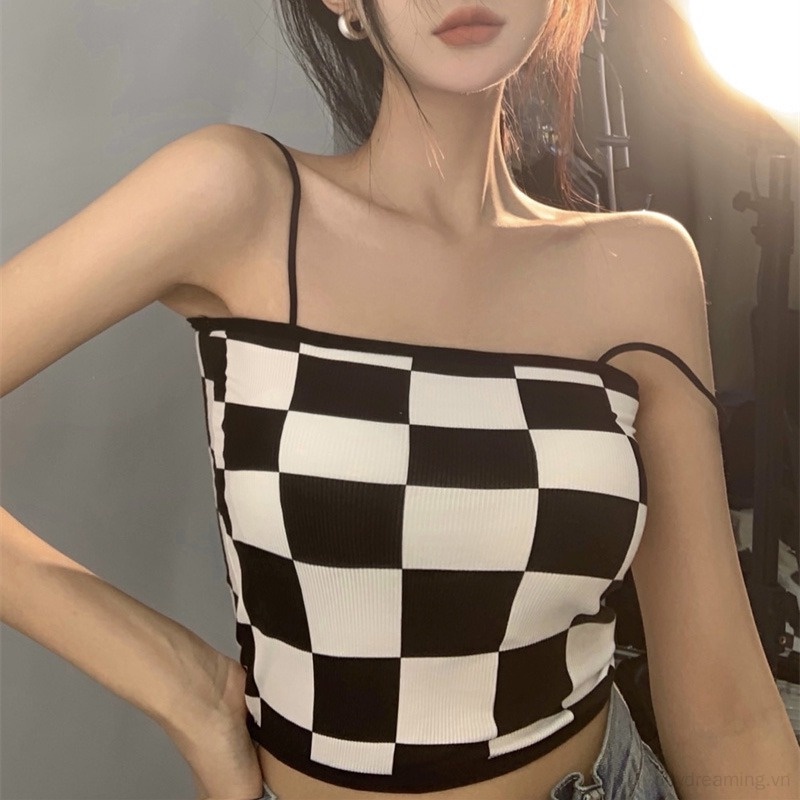 Áo Tank Top Hai Dây Có Mút Đệm Thời Trang Cho Nữ
