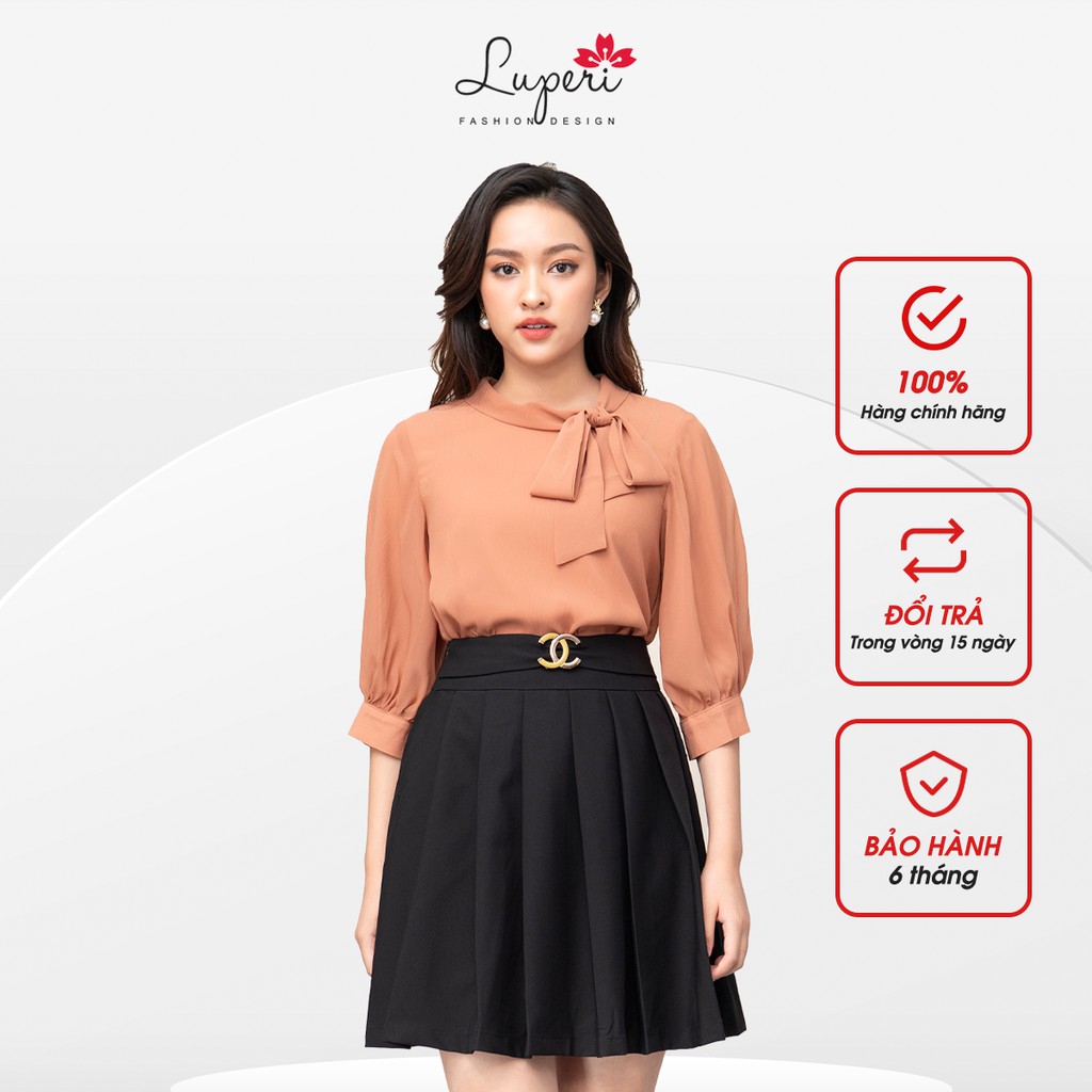 Áo Sơ Mi Lụa Nữ Kiểu Cổ Cách Điệu Có Bo Eo Cao Cấp LUPERI LFSM1182 Cho Nữ Công Sở, Nữ Đi Chơi, Đi Sự Kiện
