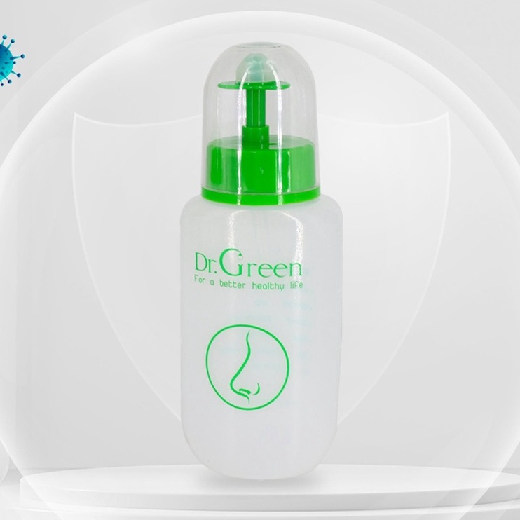 Bình rửa mũi Dr Green chính hãng 240ml,Đầu rửa silicon, 1 bình kèm 10 gói muối biển, hỗ trợ viêm mũi xoang