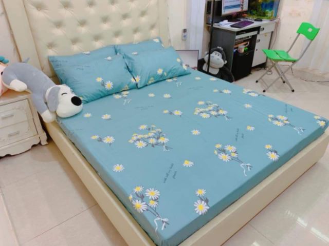 Trọn Bộ ga gối chải giường 3 món 1 ga chun 2 vỏ gối đầu như hình nhiều mẫu khách chọn mẫu thoải mái