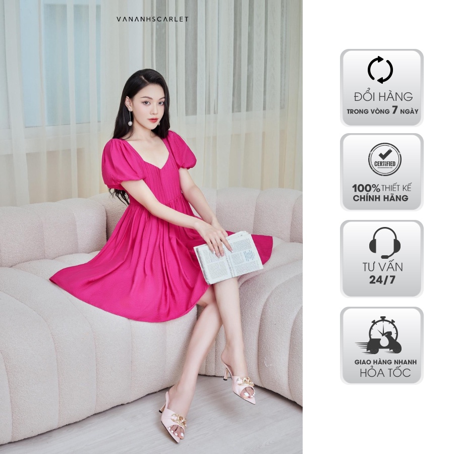 Váy babydoll VANANHSCARLET ngắn tay V056S22