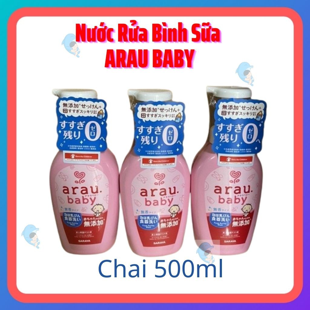 Nước Rửa Bình Sữa Arau Baby Nhật Không Chất Phụ Gia Và Chất Tạo Mùi An Toàn Cho Bé Dung Tích Bình 500ml/Túi 450ml