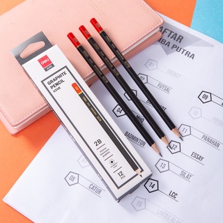 Bút chì gỗ 2B deli cao cấp U24820 - 1 cái - Bút chì lục giác cho họ sinh chuyên vpp - HOKAMI STORE