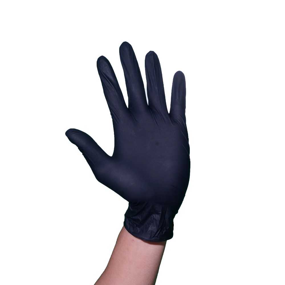 Găng tay cao su y tế đen Nitrile không bột VietGlove ứng dụng cho phun xăm, công nghiệp, y tế, thẩm mỹ hộp 100 chiếc