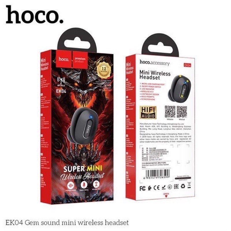 ✔HÀNG CHÍNH HÃNG✔Chống ồn/Chống nhiễu-Tai nghe bluetooth 1 bên tai V5.0 Hoco EK04-Chơi game-Đàm thoại-pin trâu-BẢO HÀNH