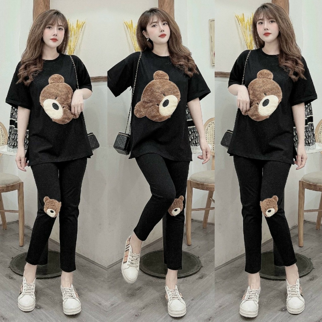 Đồ bộ thun form rộng gấu bông cao cấp