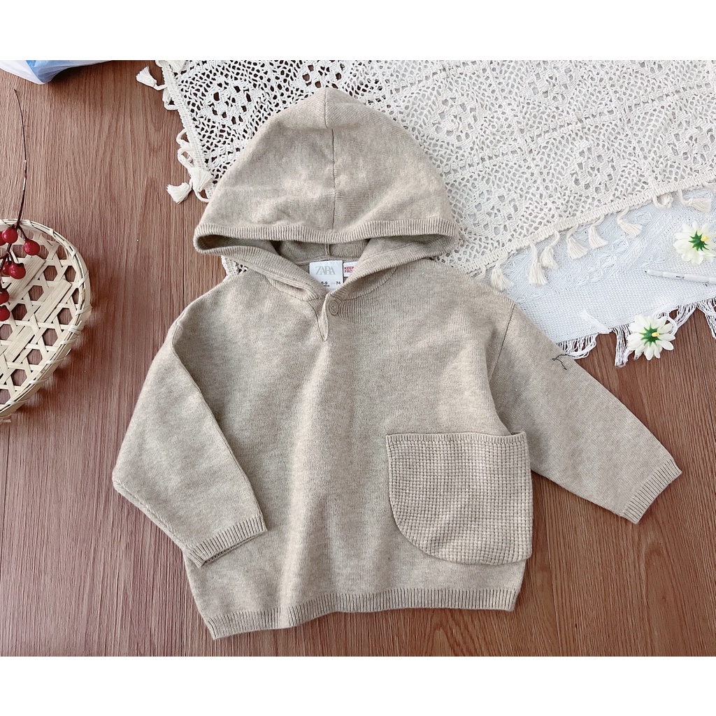 Áo len Zara có mũ tone Pastel cho bé