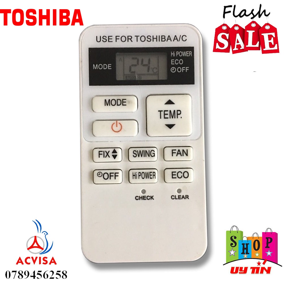 ĐIỀU KHIỂN ĐIỀU HÒA TOSHIBA HÌNH CHỮ NHẬT