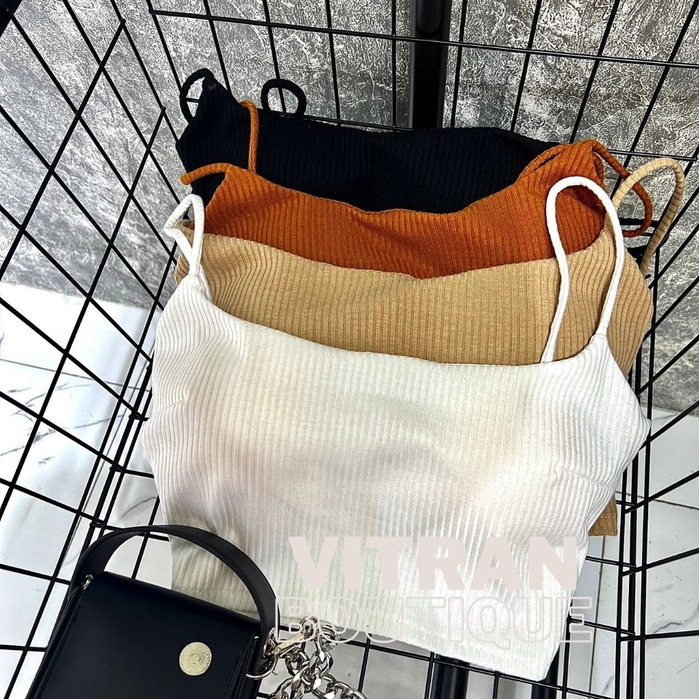 ÁO HAI DÂY CROPTOP THUN GÂN CÓ ĐỆM MÚT
