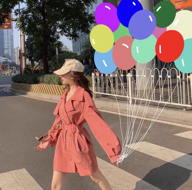 Áo khoác dáng dài chít eo cổ bẻ hàn quốc