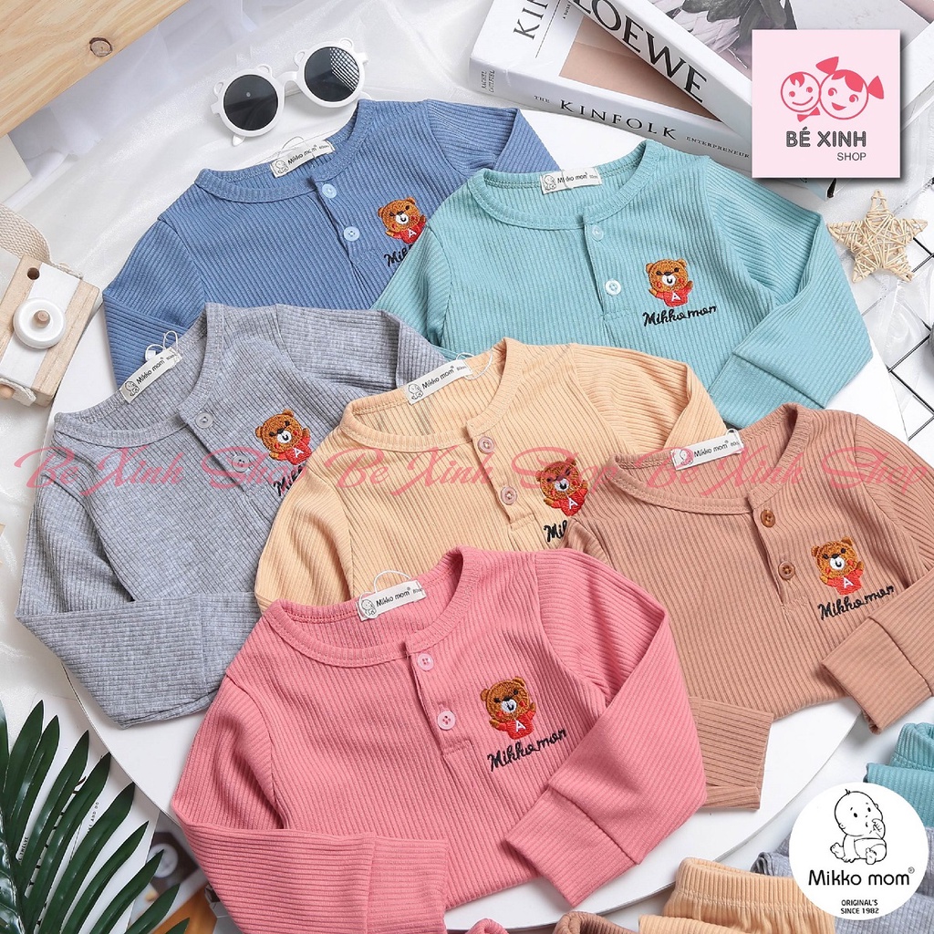 Đồ Bộ Dài Tay Thu Đông Gân Tăm Cho Bé Trai Bé Gái Mikko Mom  Bộ Quần Áo Mùa Thu Đông Cho Bé Thun GÂN GẤU