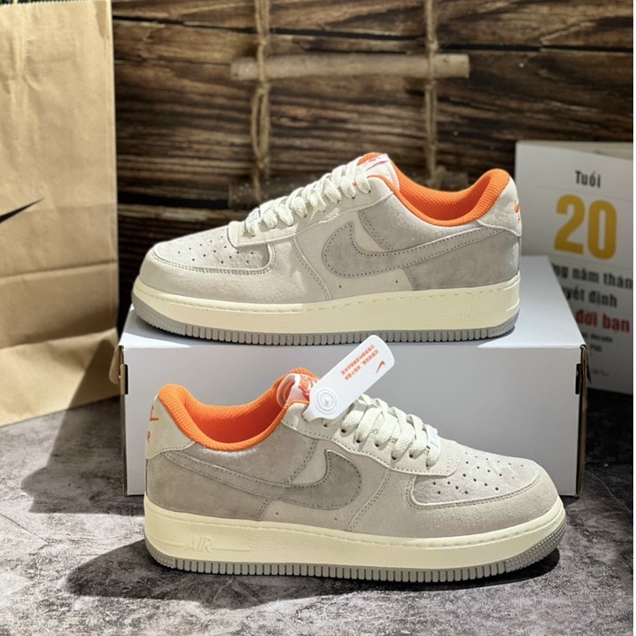 Giầy AF1 lòng cam vải da lộn cao cấp.