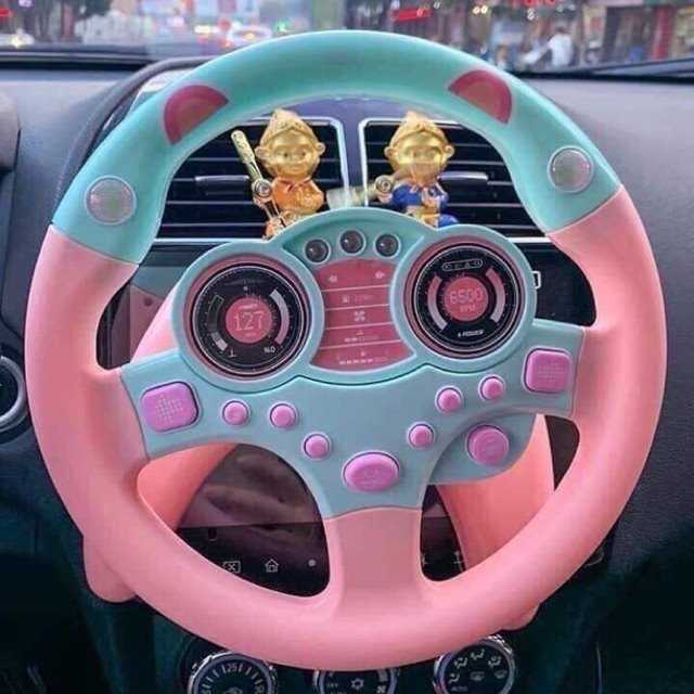 Vô lăng xe hơi trẻ em - vô lăng ô tô đồ chơi cho bé màu vàng và hồng