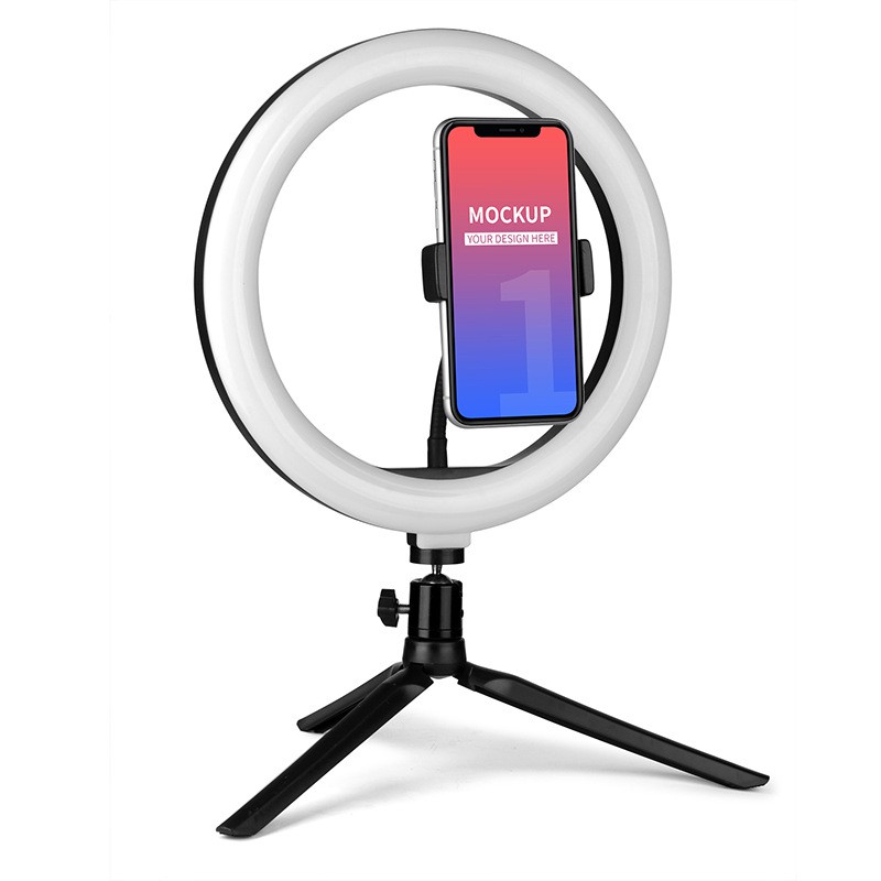 Vòng đèn selfie chụp ảnh LAMMCOU LED có giá đỡ ba chân và kẹp giữ điện thoại