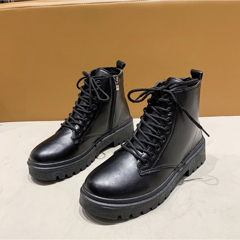 Giày bốt nữ khoá kéo đế cao 4cm chất da mền G27 mã số 50 +Tặng 1 đôi vớ dễ thương + 2 sợ dây giày