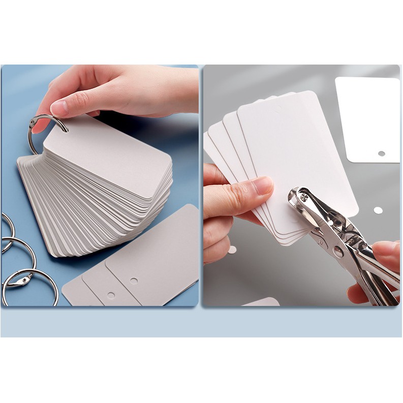 Combo Thẻ flashcard trắng CAO CẤP siêu dày tặng bìa 4D kèm khoen