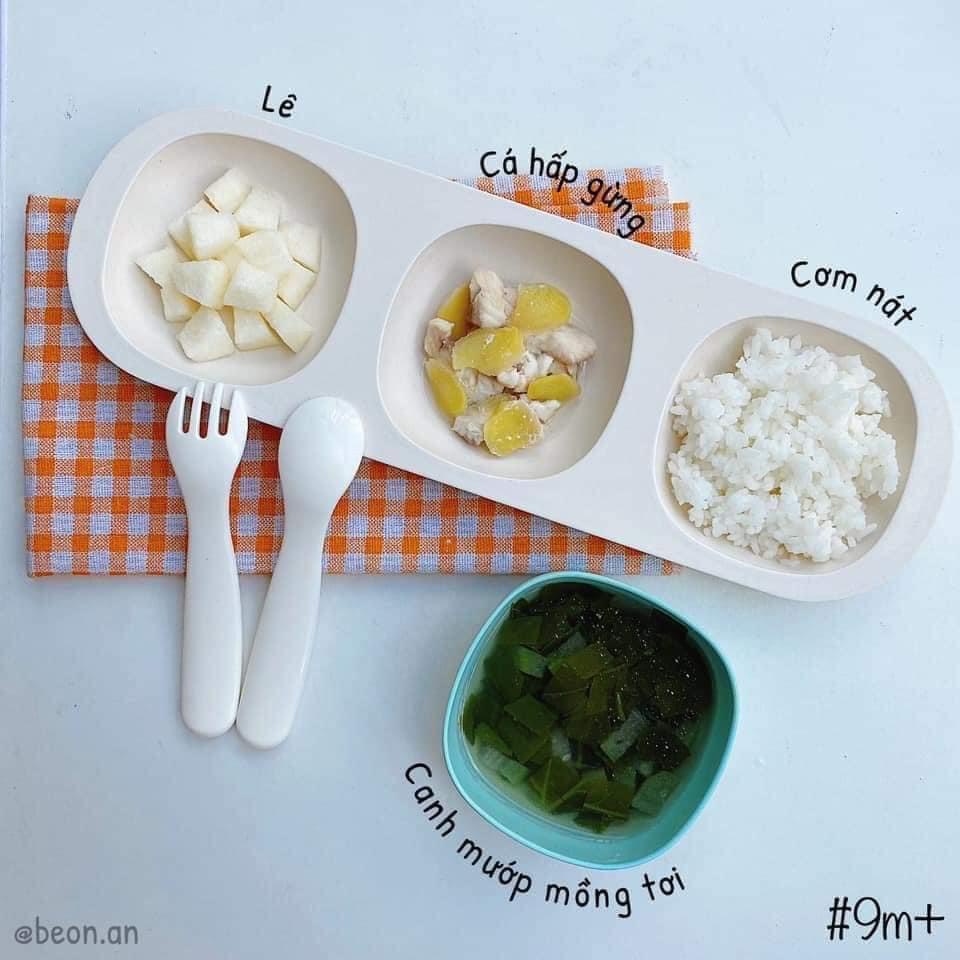 Khay 3 ngăn sợi tre nhiều màu sắc cho bé ăn dặm, siêu xinh