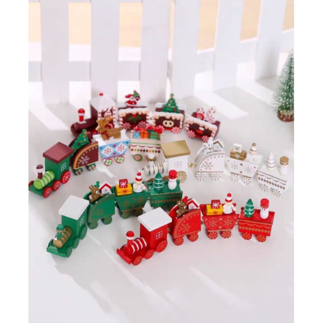 Xe Đồ Chơi Đoàn Tàu Xe Lửa Trang Trí Món Quà Xinh Phiên Bản Giáng Sinh, Marry Christmas, Noel Nhiều Màu Sắc