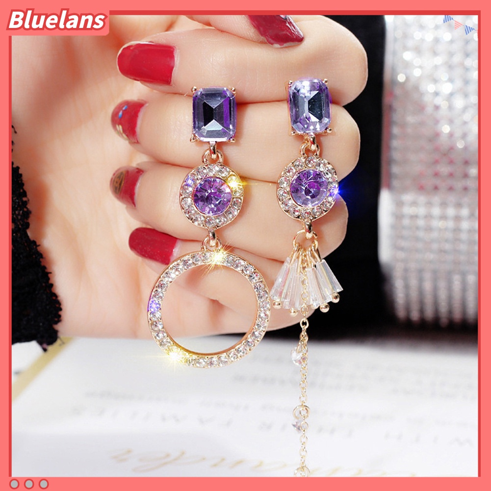 Đôi khuyên tai hình tròn đính đá thời trang cho nữ