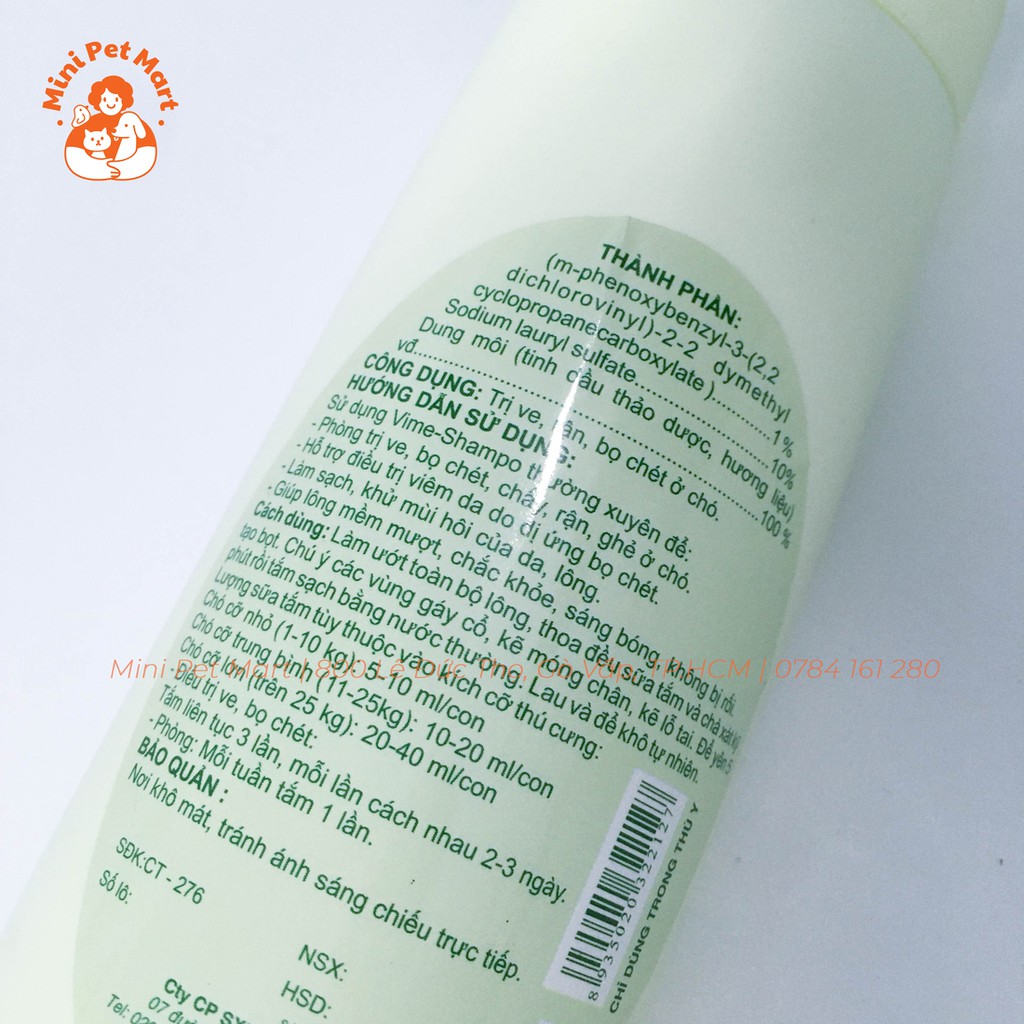 Sữa tắm trị ve, bọ chét, rận cho chó VIME-SHAMPO - 300ml