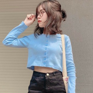 Aó croptop dài tay YAN chất cotton tăm xinh xắn