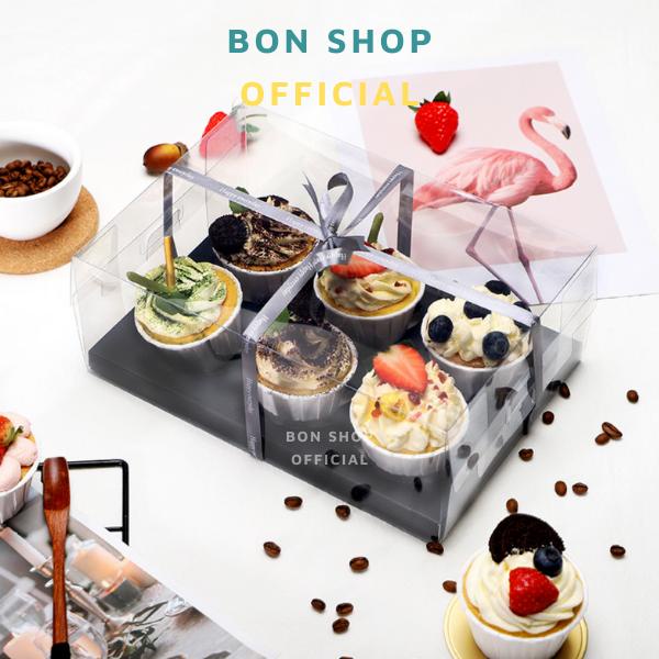 Hộp Mica cao 10CM kèm đế đựng bánh Cupcake, Mousse, Tiramisu