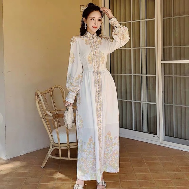 Đầm mãi hoạ tiết thiết kế cao cấp