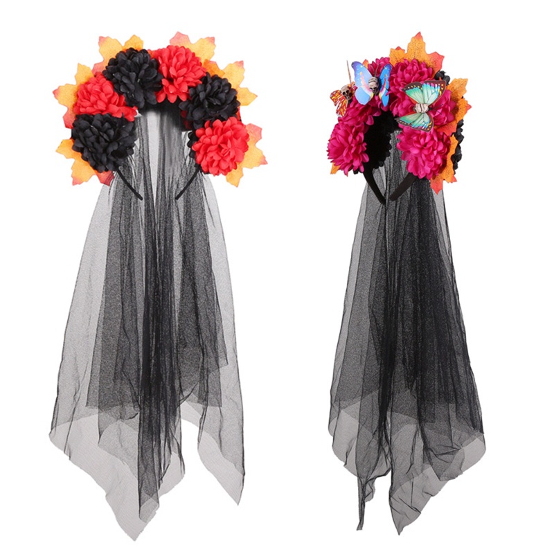 Băng Đô Cài Tóc Đính Mạng Che Mặt Màu Đen Dành Cho Cô Dâu