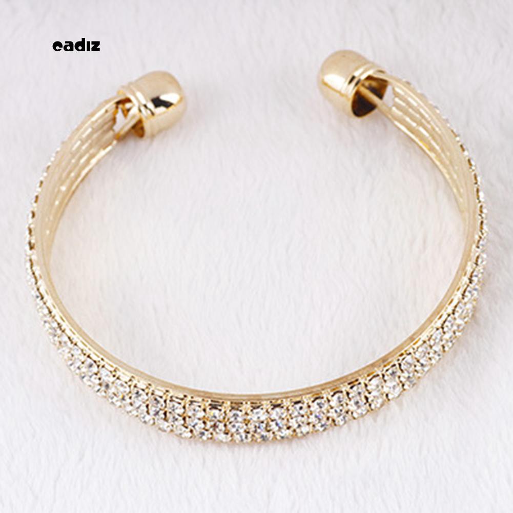 Vòng tay đính đá pha lê lấp lánh kiểu mở thời trang nữ