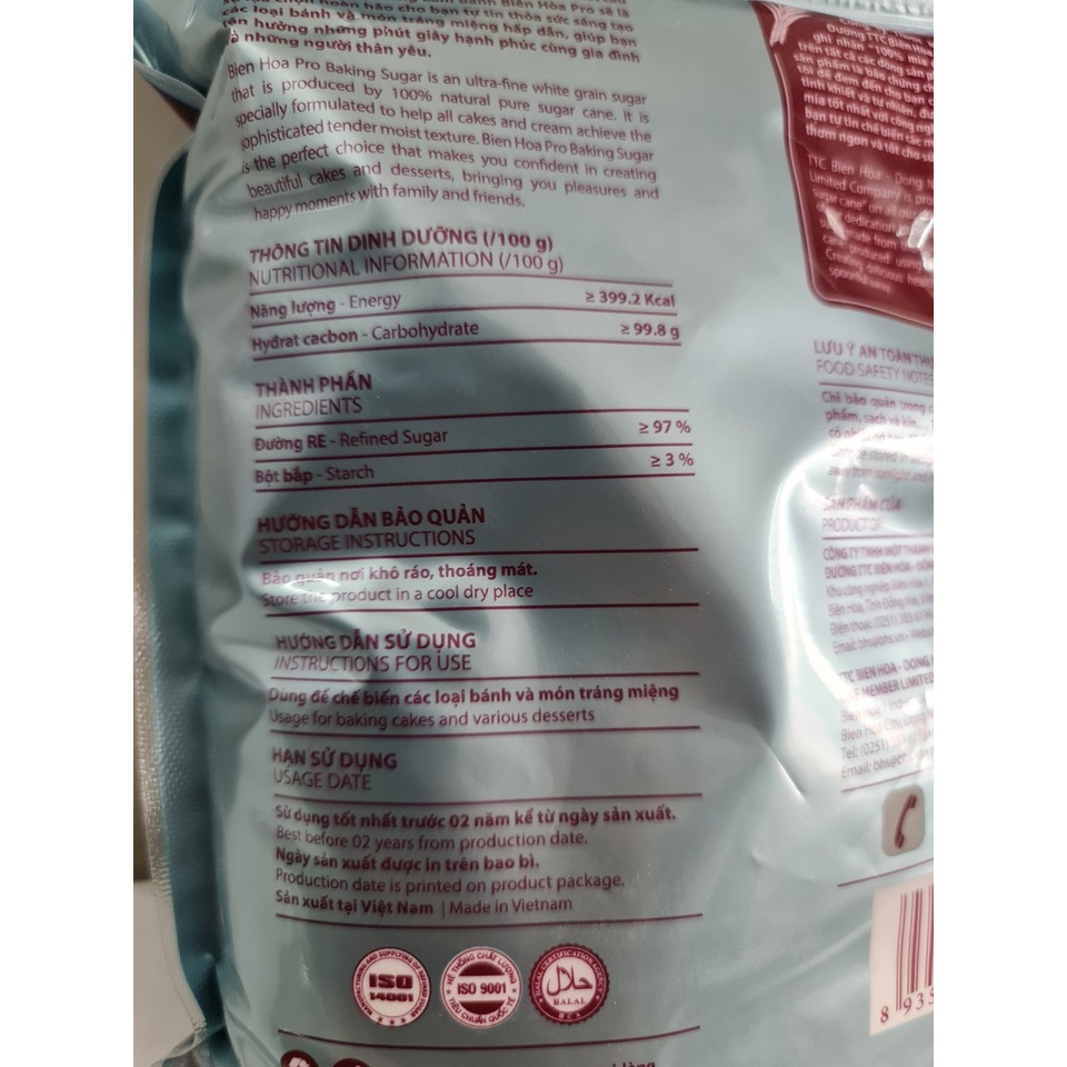 [Gói 1 Kg] ĐƯỜNG XAY LÀM BÁNH [VN] BIÊN HÒA Pro Baking Sugar (halal) (bph-hk)